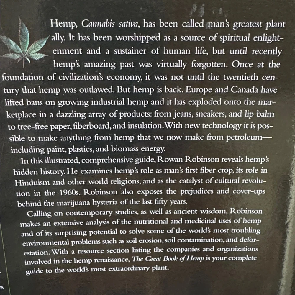 “The Great Book of Hemp” Paperback Guide by Rowan Robinson